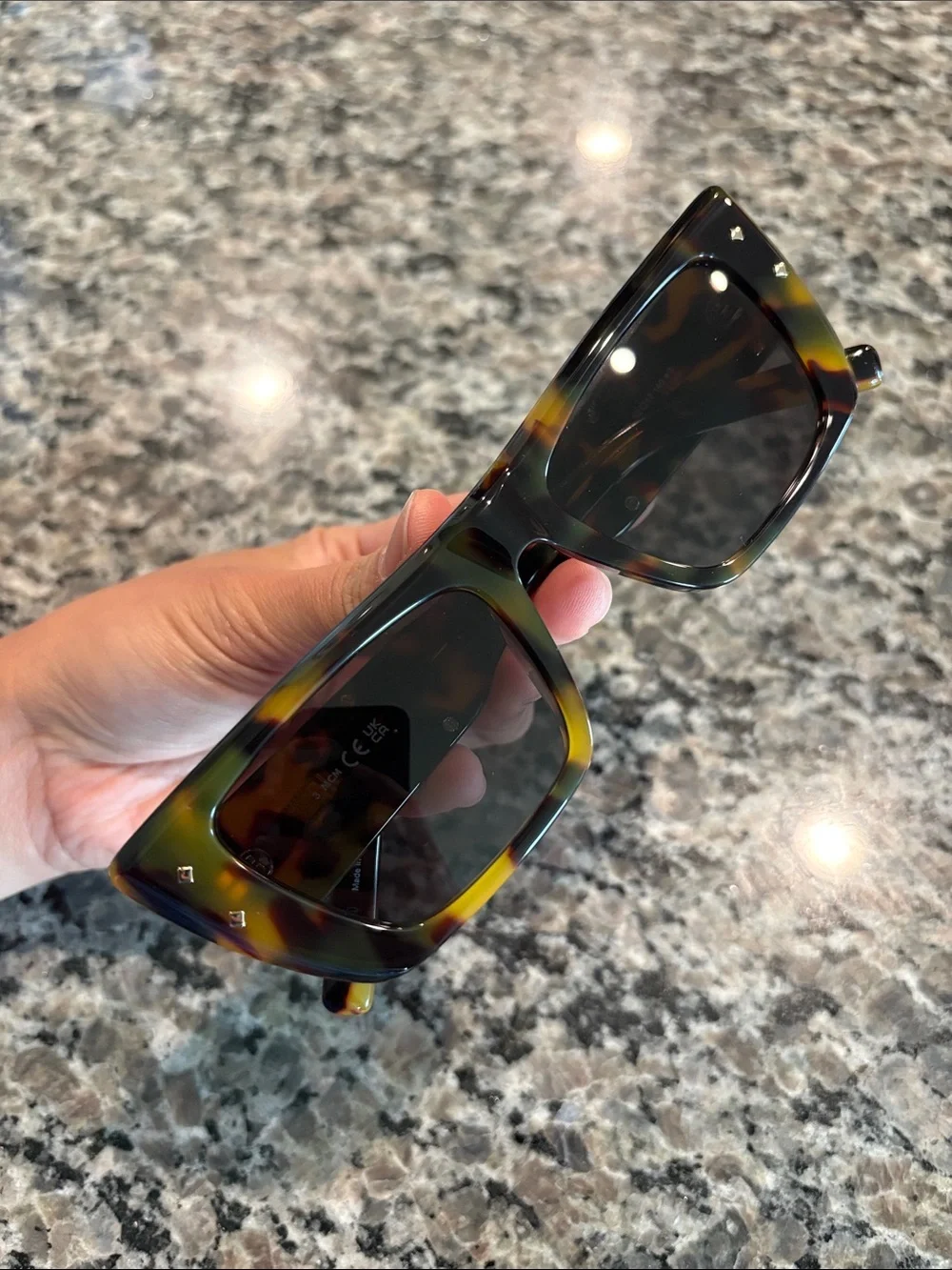 NWT MCM Women’s Tortoiseshell Square Sunglasses with Brown Leather Case